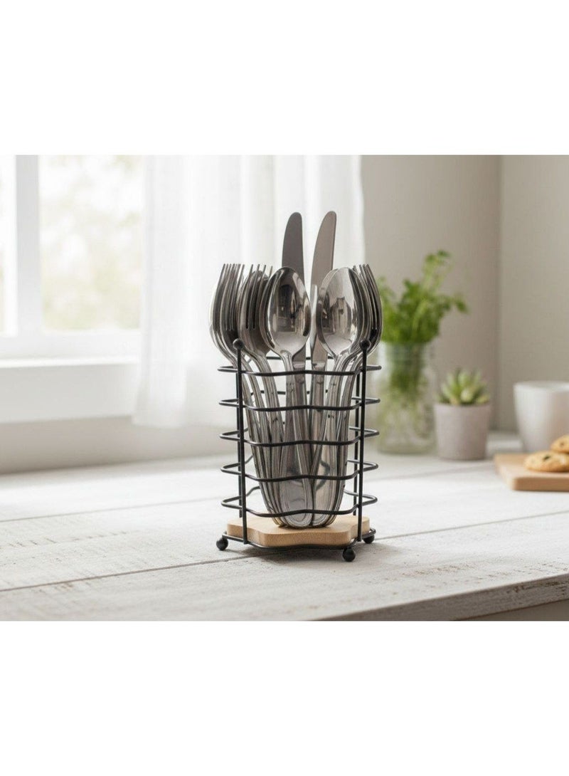 Utensil Holder - Durable Metal Kitchen Gadget Stand Keeping Spoons and Forks Neatly Stored, Ideal for utensil, make up brushes and office supplies - Image 3